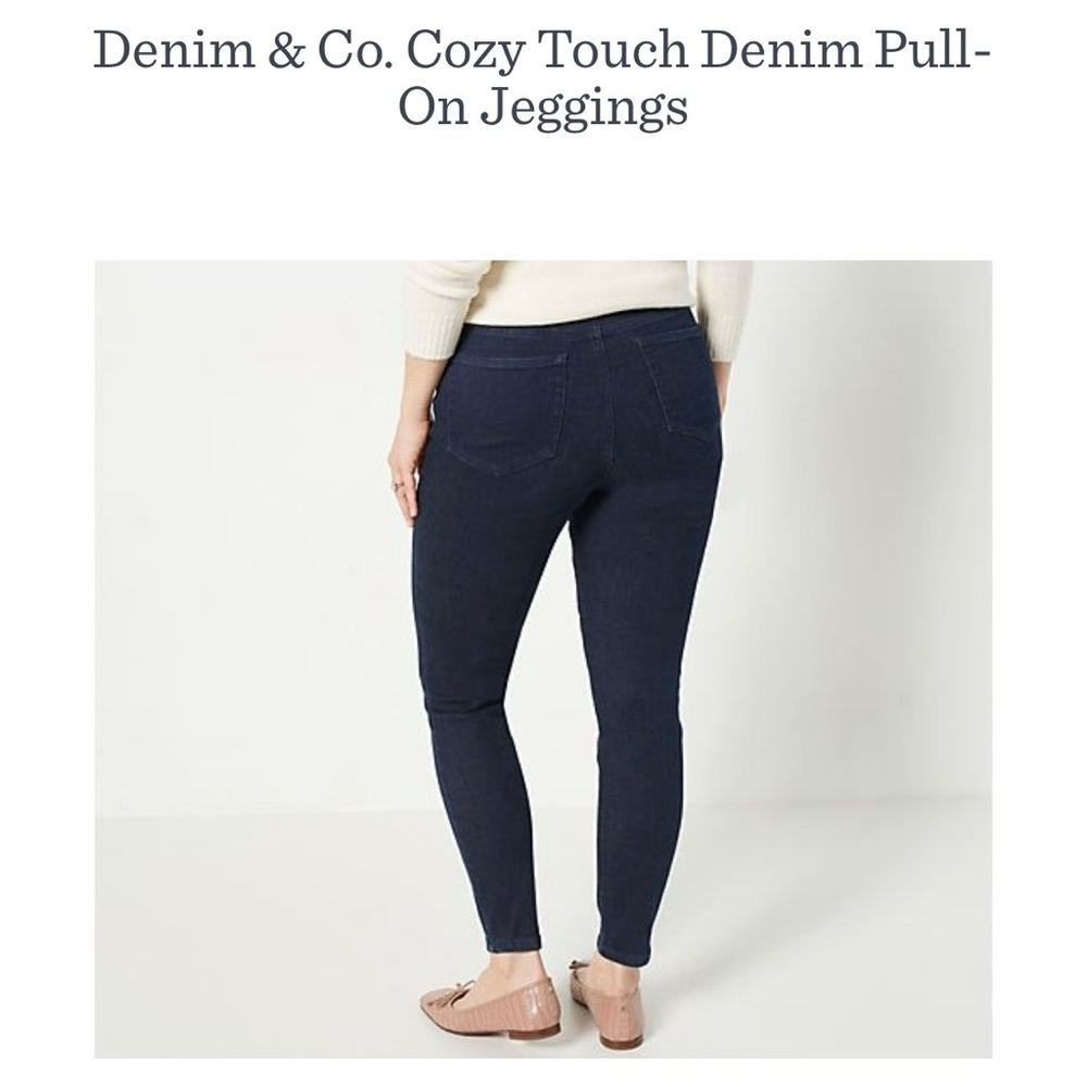 Denim & Co Black Cozy Touch pull on regular Jeggings - Picture 2 of 8